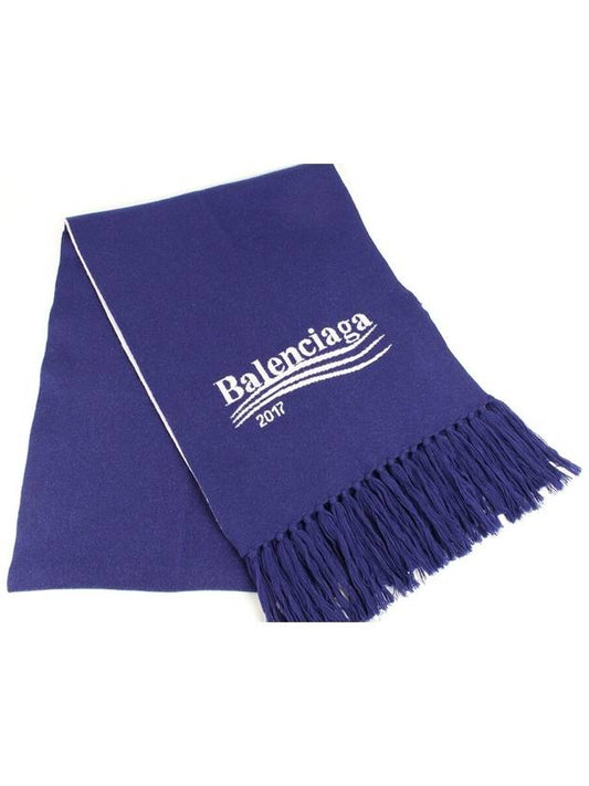 Balenciaga Wave logo wool muffler blue