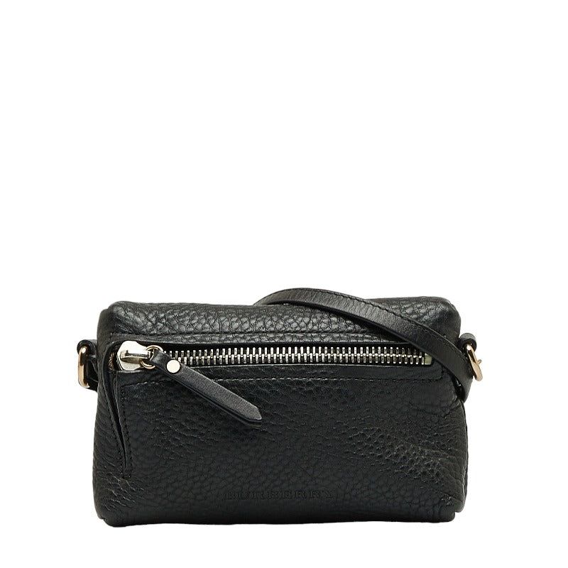 Burberry Nova Check Sliding Shoulder Bag Black Leather Ladies Burberry