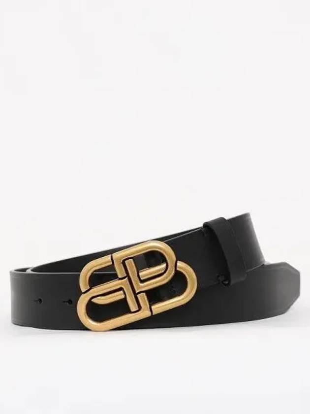 Balenciaga BB Logo Leather Belt Black