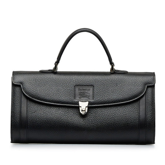 Burberry vintage new check shadow horse logo print handbag black leather ladies burberry