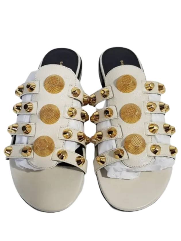 Balenciaga Stud Strap Slippers White