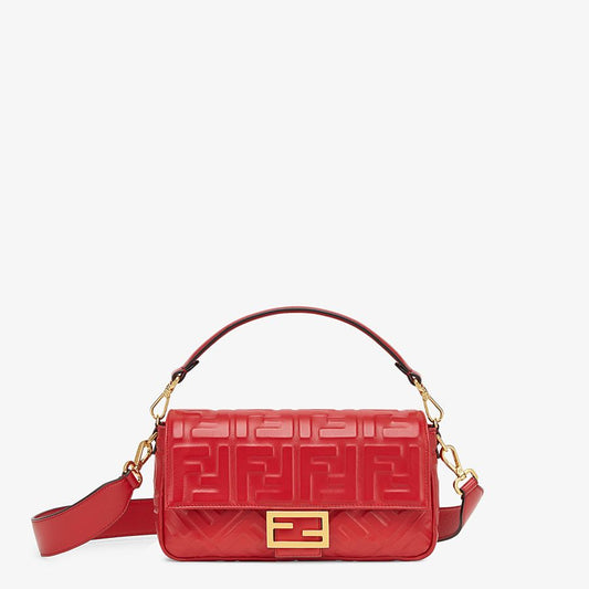 FENDI Red Leather Baguette