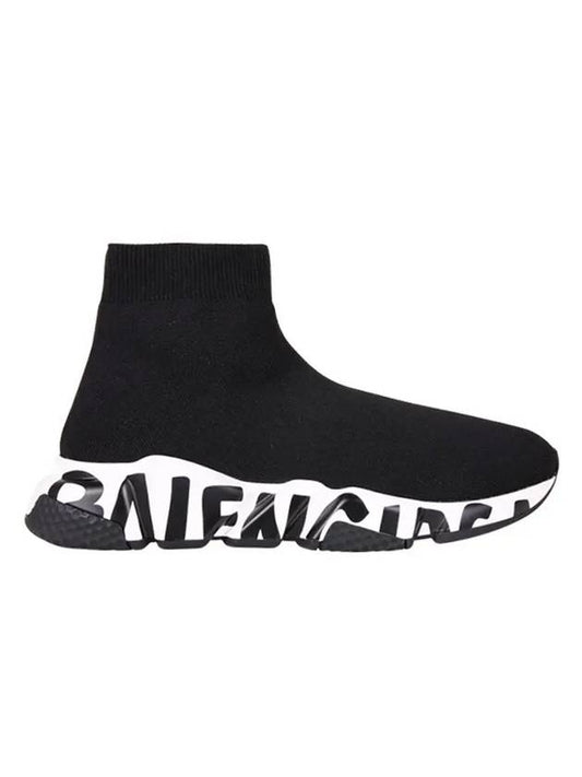 Balenciaga Speedrunner Graffiti Logo Sole High Top Sneakers Black