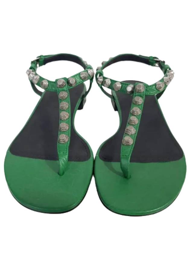 Balenciaga Stud Strap Sandals Green
