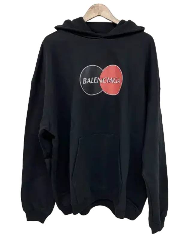 Balenciaga Logo Print Over Fit Hoodie Black
