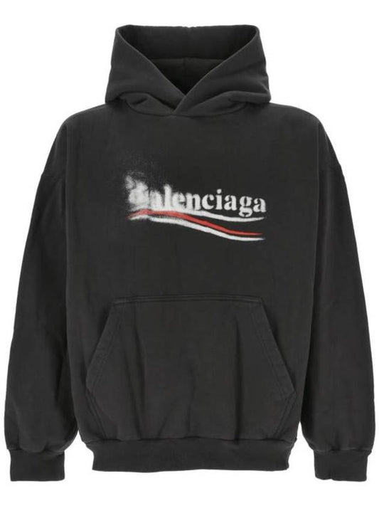 Balenciaga Political Stencil Medium Fit Hoodie Black