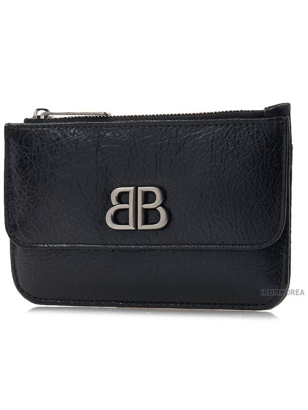 Balenciaga BB Logo Zipper Card Wallet Black