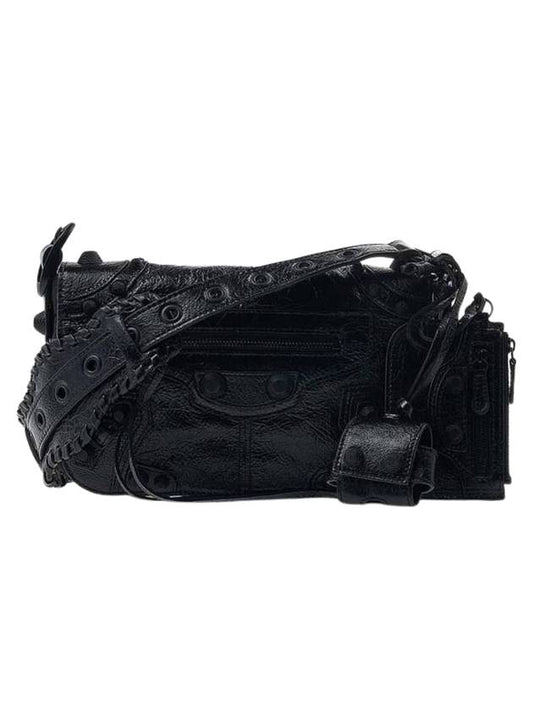 Balenciaga Le Cagole XS Lambskin Flap Cross Bag Black