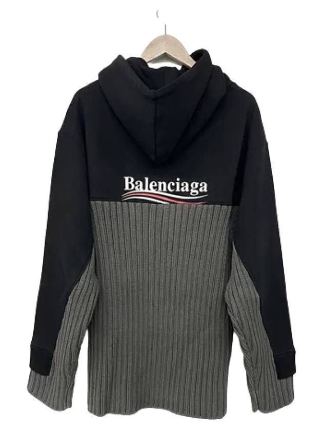 Balenciaga Wave Logo Knit Hoodie Black