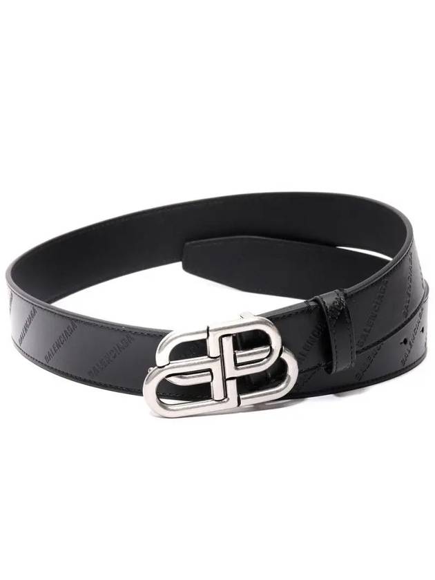 Balenciaga BB Logo Leather Belt Black