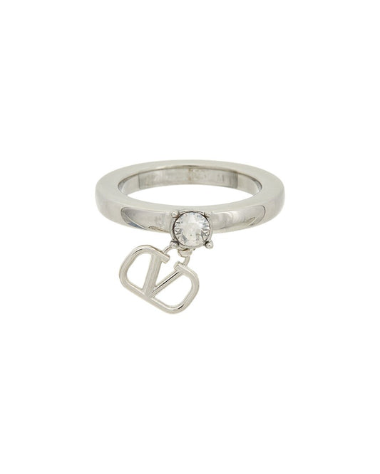 Valentino Vlogo Signature Crystal Ring Grey
