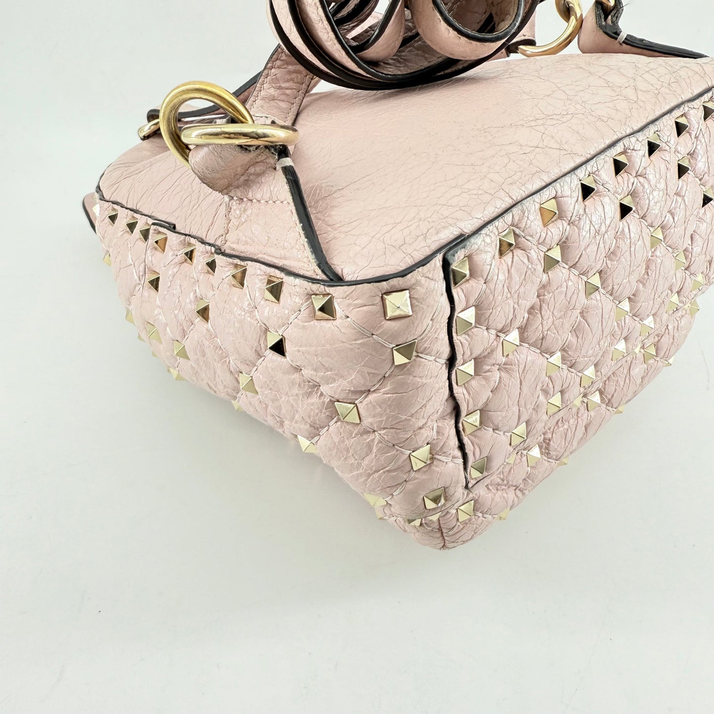 VALENTINO GARAVANI Nappa Quilted Mini Rockstud Spike Backpack Poudre