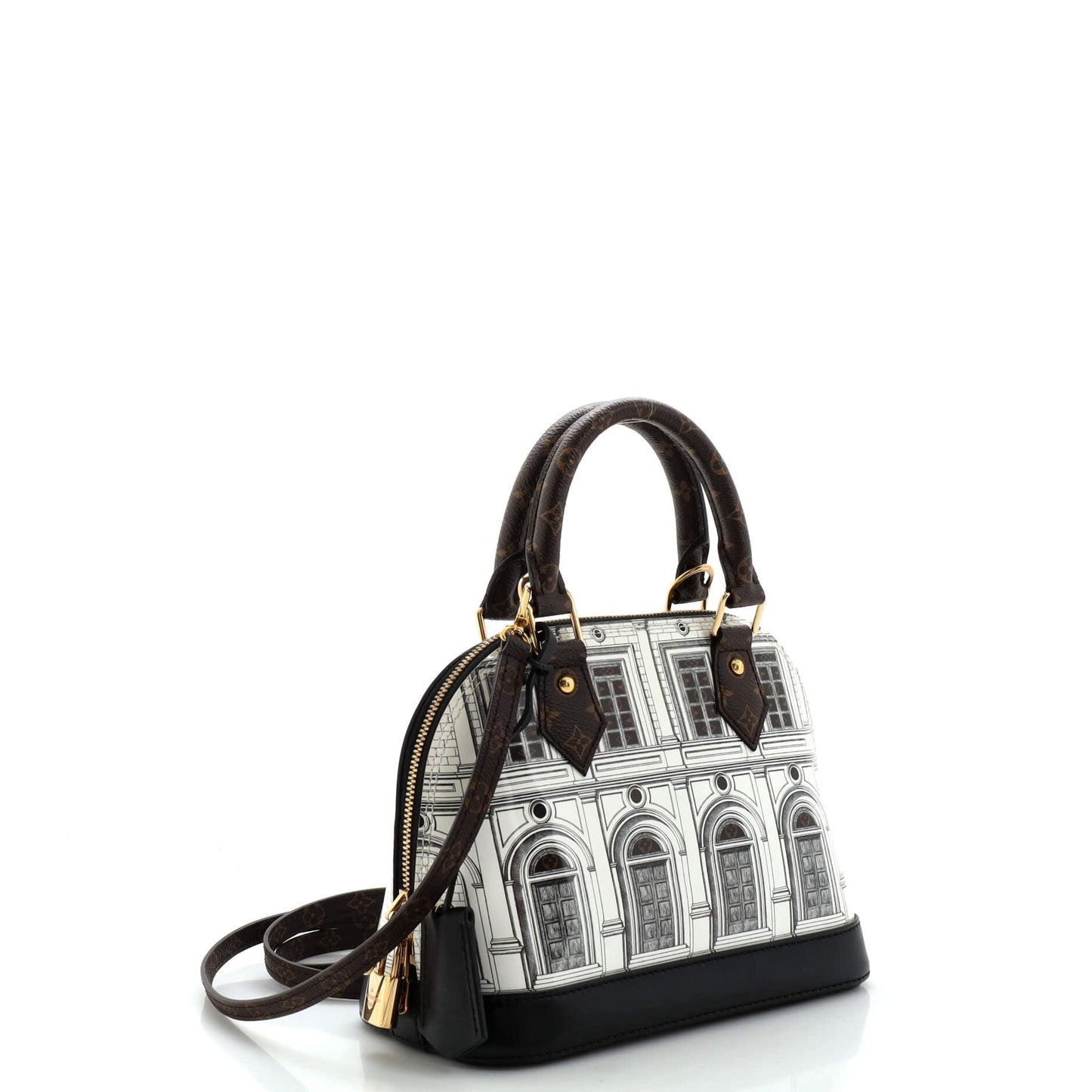 Alma Handbag Limited Edition Fornasetti Architettura Print Leather and Monogram Canvas BB