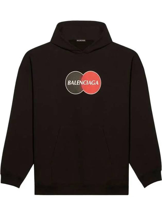 Balenciaga Logo Print Over Fit Hoodie Black