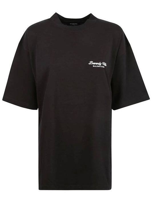 Balenciaga Logo Print Medium Fit Short Sleeve T-Shirt Black