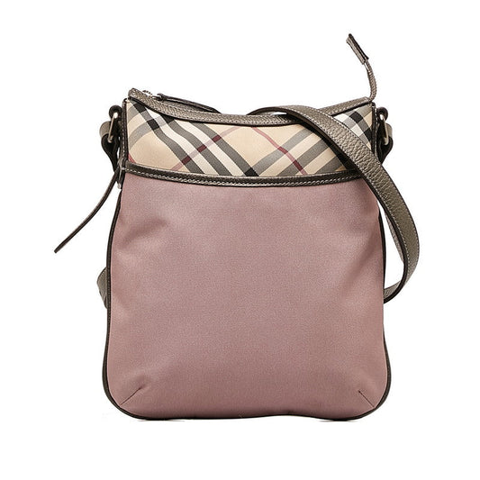 Burberry Nova Check  Shoulder Bag Pearl Beige Canvas Leather  BURBERRY