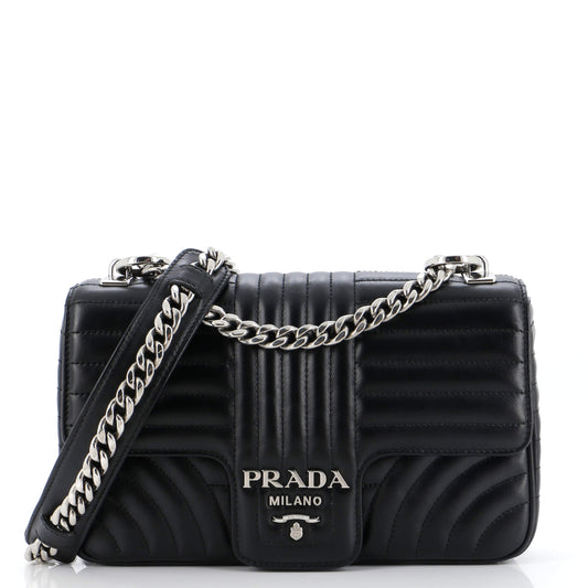Prada Chain Flap Shoulder Bag Diagramme Quilted Leather Medium