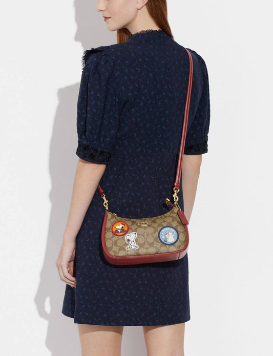 Coach X Peanuts Teri Shoulder Bag In Signature Canvas With Patches