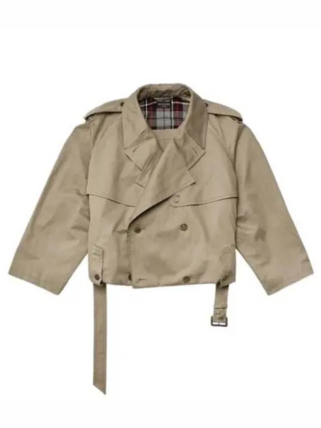 Balenciaga Fold Cotton Twill Short Trench Coat Beige