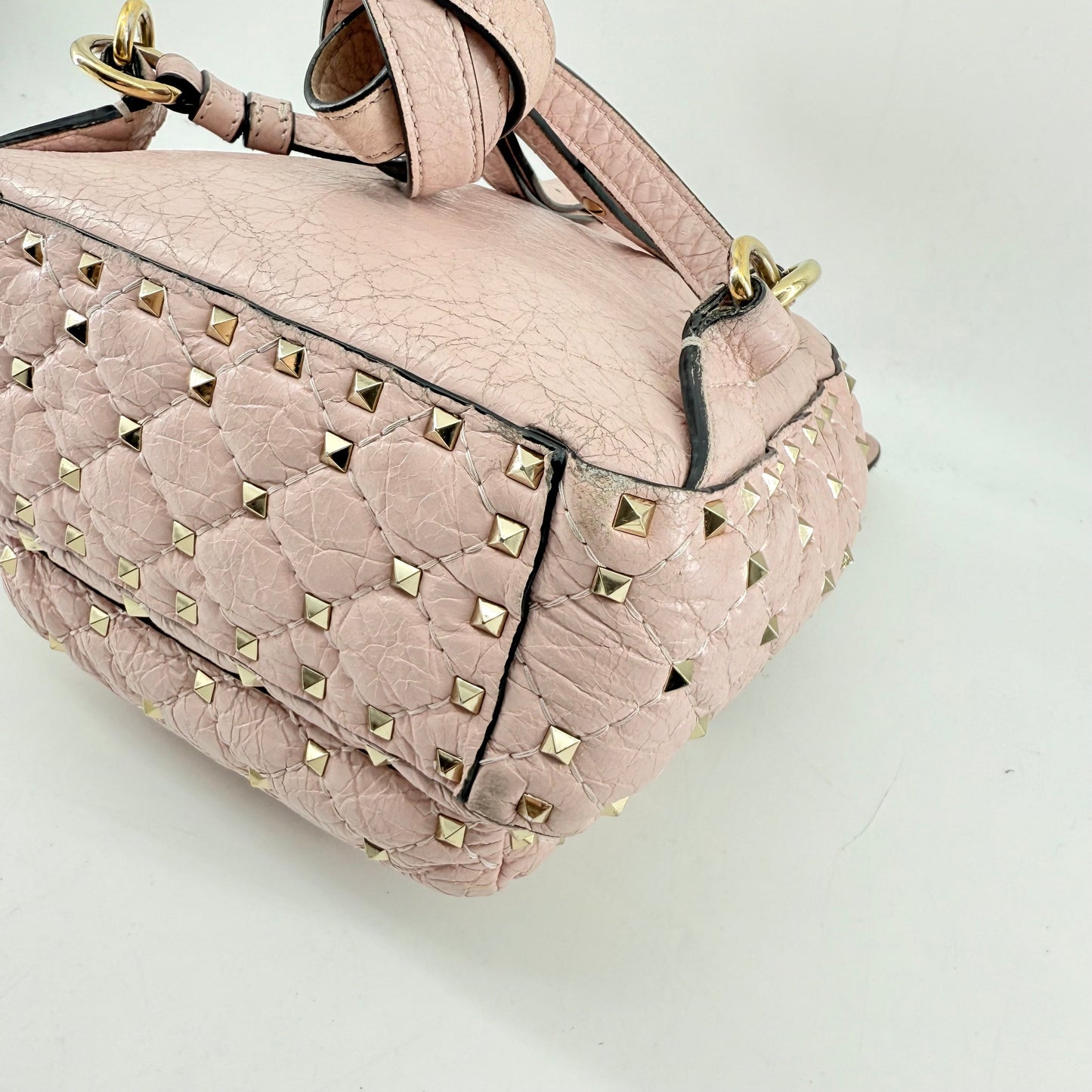 VALENTINO GARAVANI Nappa Quilted Mini Rockstud Spike Backpack Poudre