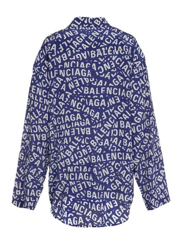 Balenciaga All Over Logo Shirt Blue