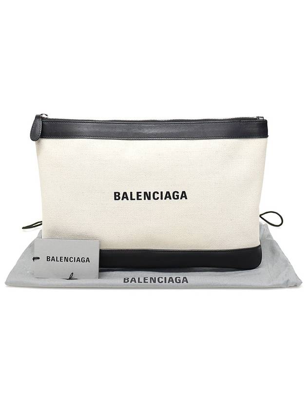 Balenciaga 420407 Cotton Canvas Navy Clip M Clutch