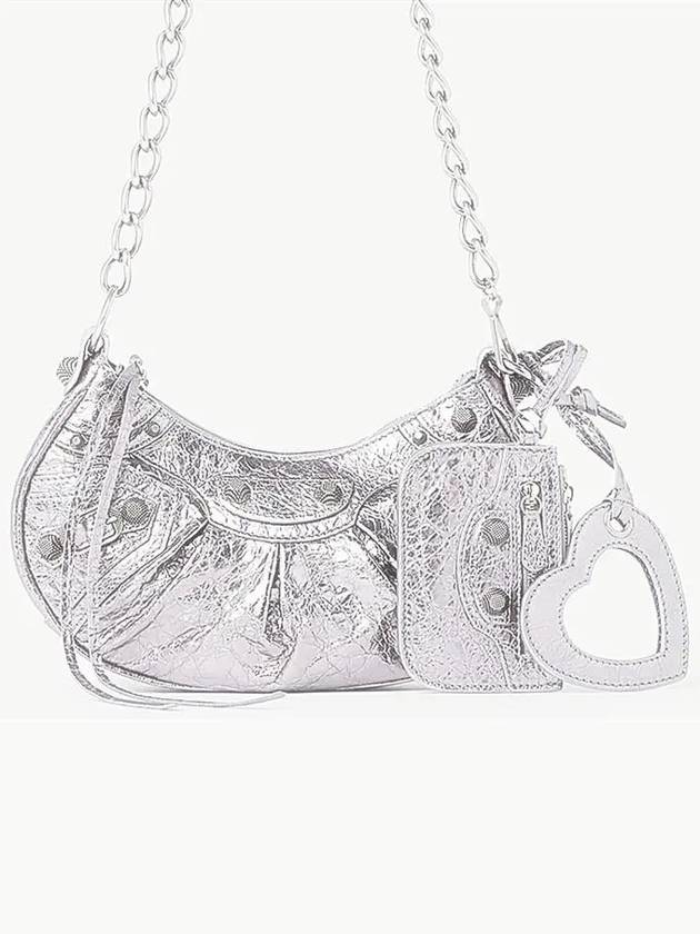 Balenciaga WoMen's Le Cagole XS Chain Metal Shoulder Bag Silver
