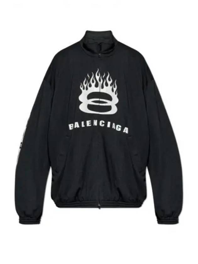 Balenciaga Flame Print Zip-Up Jacket Black