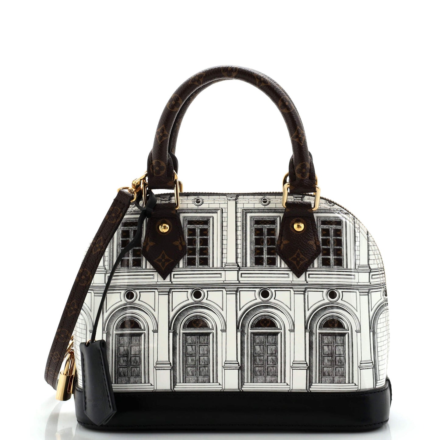 Alma Handbag Limited Edition Fornasetti Architettura Print Leather and Monogram Canvas BB