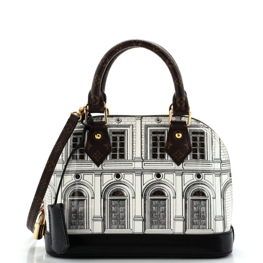 Alma Handbag Limited Edition Fornasetti Architettura Print Leather and Monogram Canvas BB