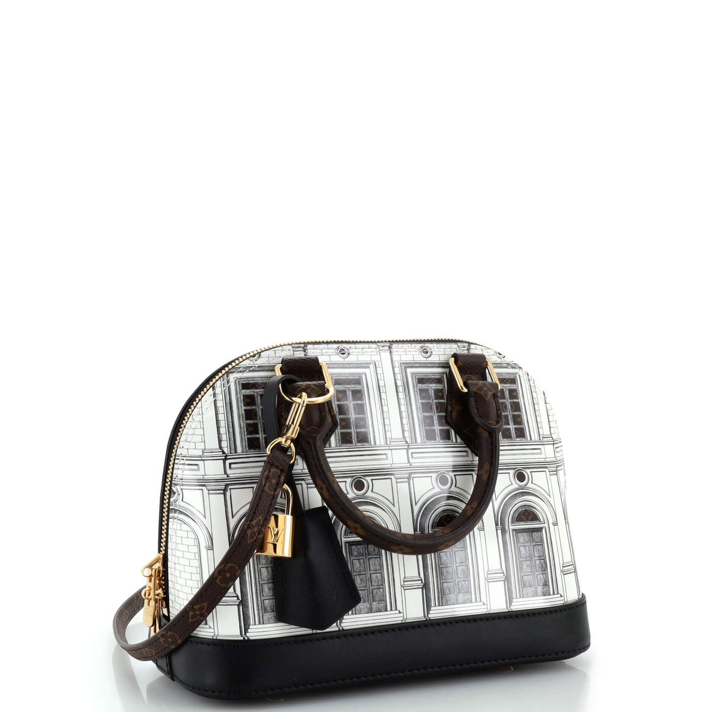 Alma Handbag Limited Edition Fornasetti Architettura Print Leather and Monogram Canvas BB