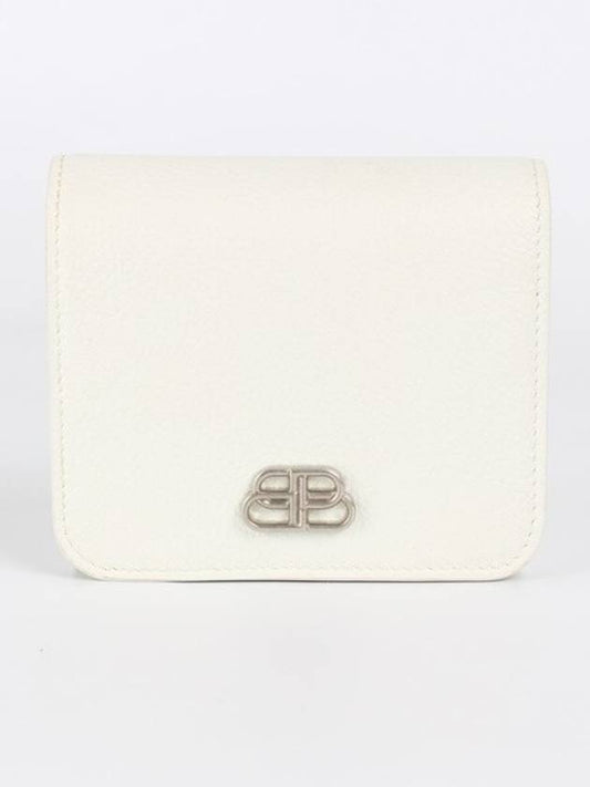 Balenciaga BB silver bi fold wallet white