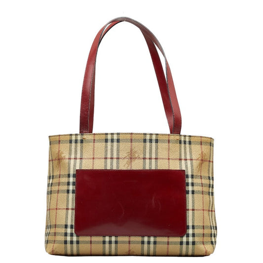 Burberry Nova Check  Shoulder Bag Beige Red PVC Leather