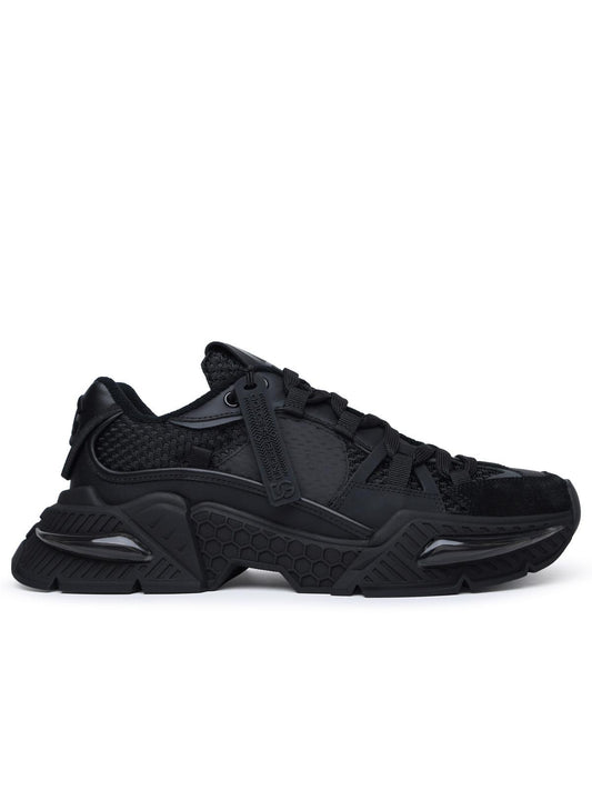Dolce & Gabbana 'Airmaster' Black Calf Leather Blend Sneakers Men