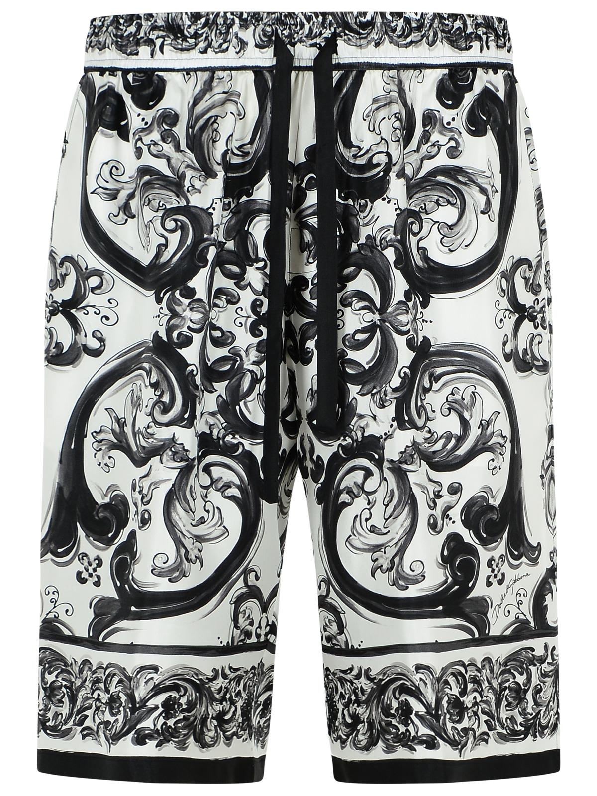 Dolce & Gabbana 'Maiolica' Black Silk Bermuda Shorts Men