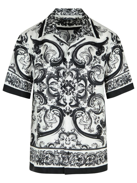 Dolce & Gabbana 'Maiolica' Black Silk Shirt Men
