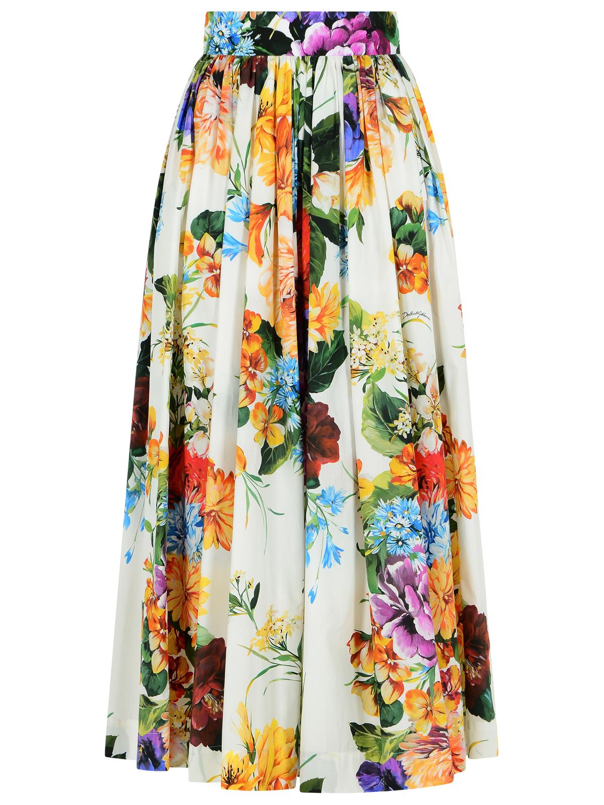 Dolce & Gabbana 'Fiorata' Multicolor Cotton Skirt Women