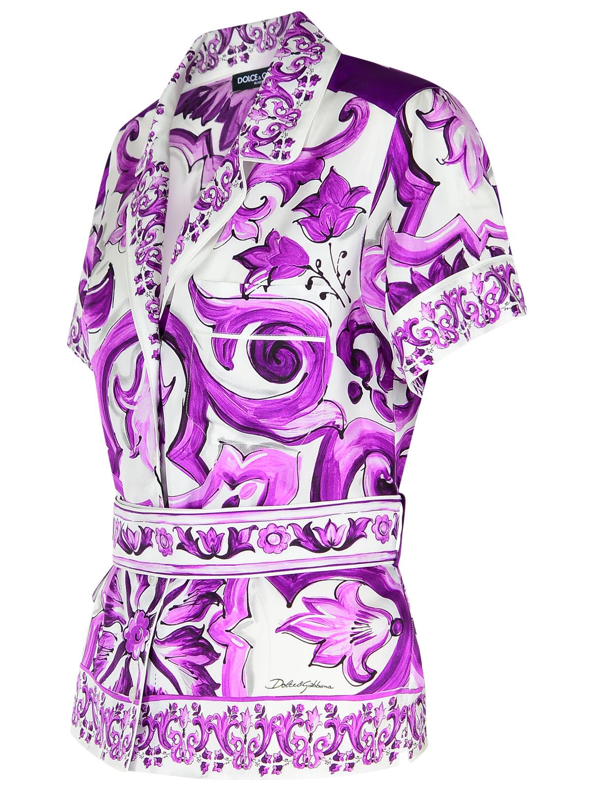 Dolce & Gabbana Majolica Print Silk Twill Shirt Women