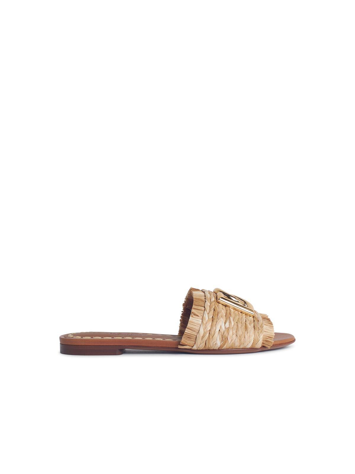 Dolce & Gabbana Beige Raffia Braid Slipper Women