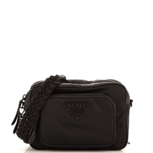 Prada Monochrome Front Pocket Camera Bag Tessuto