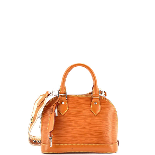 Alma Handbag Epi Leather with Logo Jacquard Strap BB