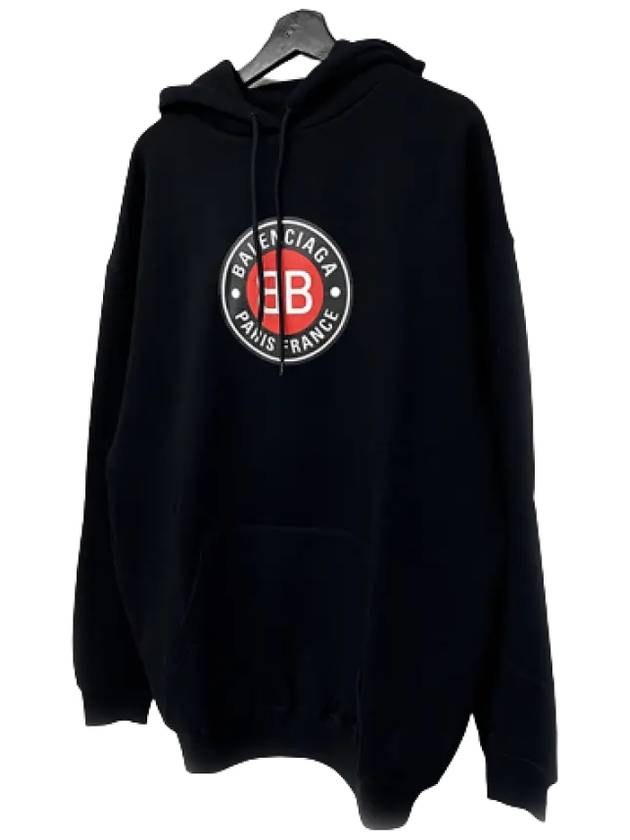 Balenciaga BB Logo Round Print Hoodie Black