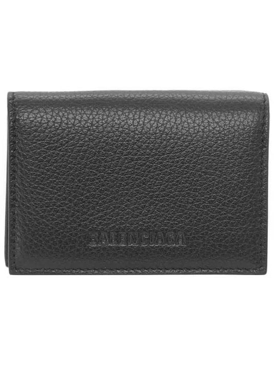 Balenciaga Essential Small Grained Leather Half Wallet Black