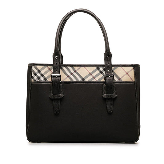 Burberry Nova Check Tote Bag Beige Multicolor Canvas Ladies