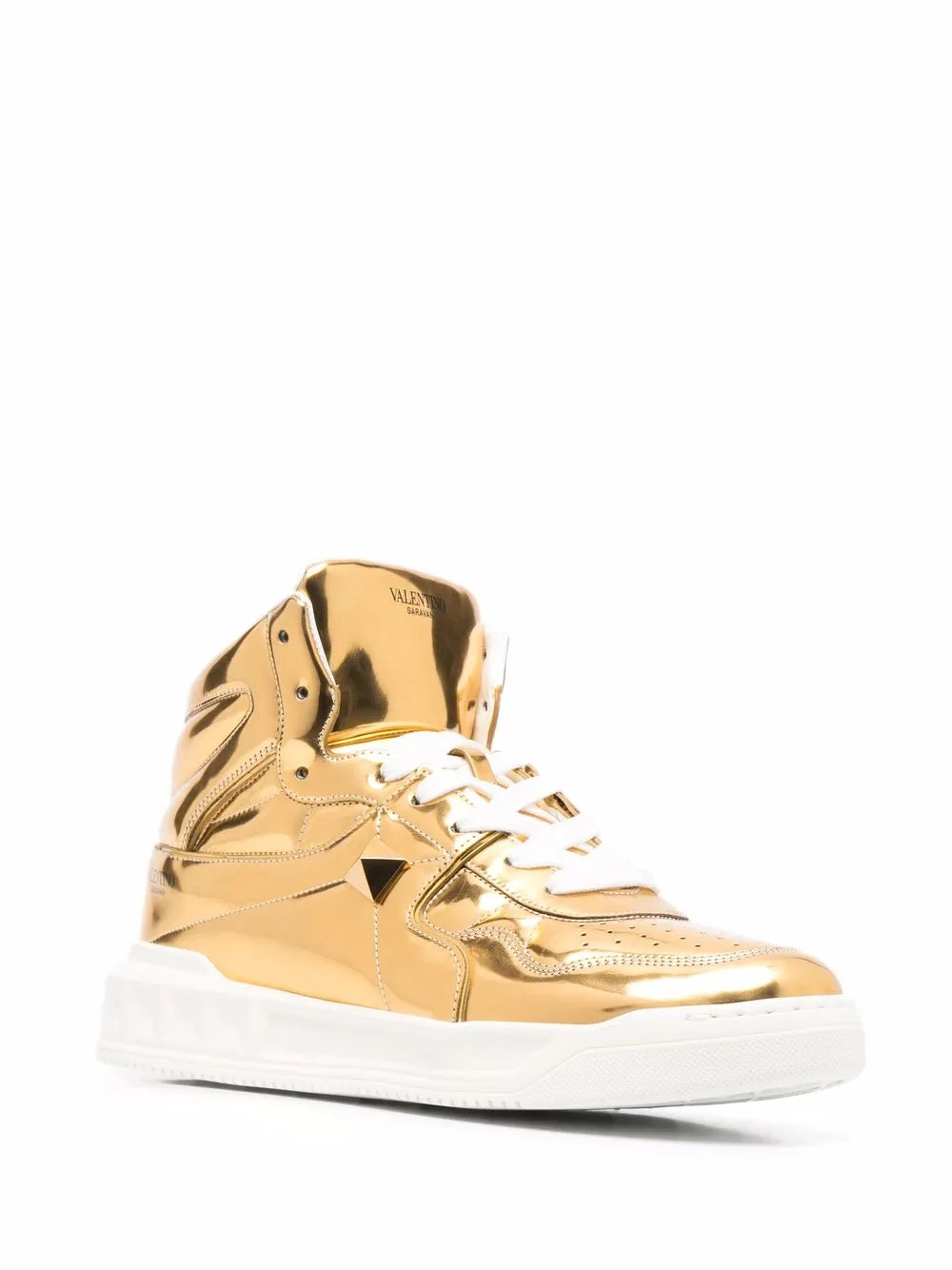 Valentino Garavani Metallic-Effect Lace-Up Sneakers