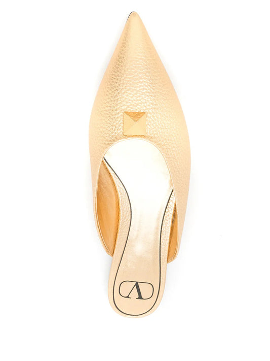 Valentino Garavani Roman Stud Metallic Mules 36 Gold