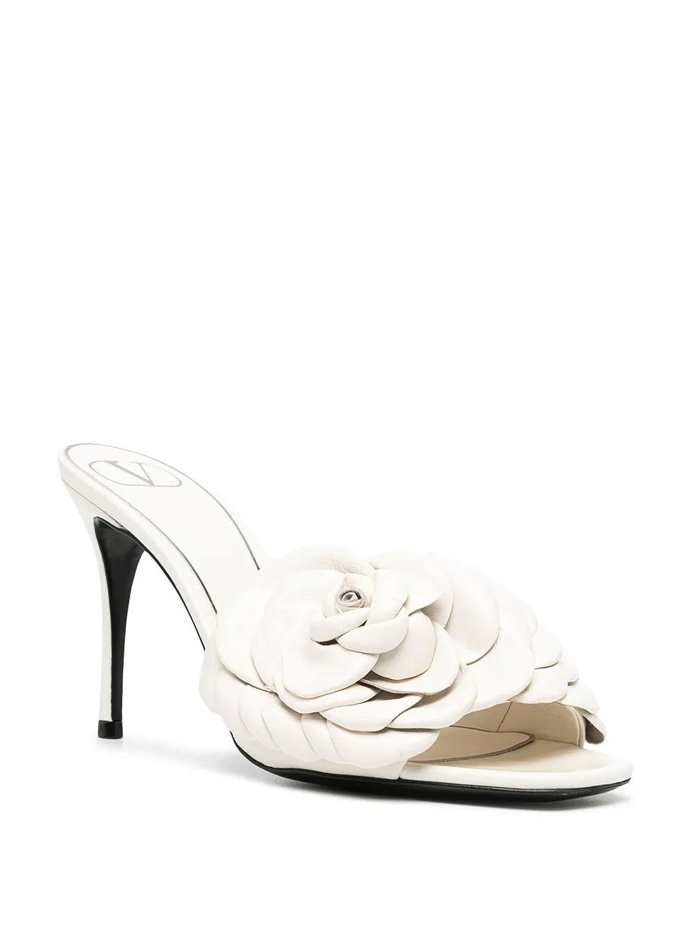 Valentino Garavani Floral Appliqué Leather Mules