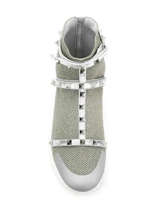 Valentino Garavani Rockstud Bodytech Sneakers 38 Silver