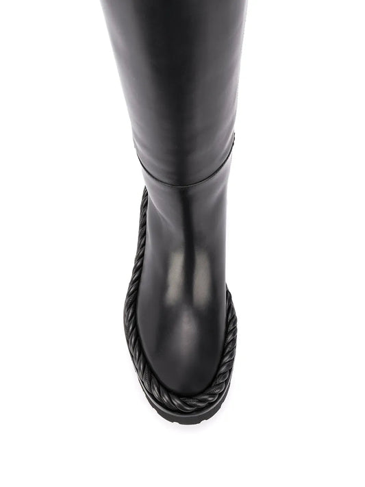 Valentino Garavani Rope Detail Knee-Length Boots 36 Black