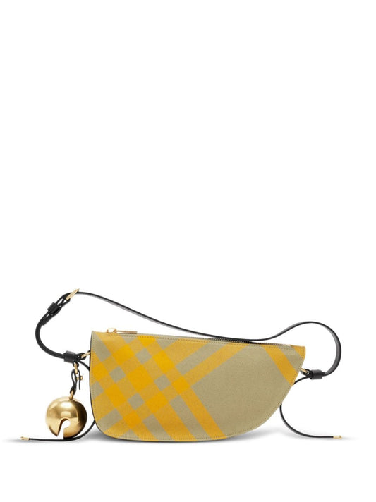 BURBERRY Embroidered Canvas Mini Shield Shoulder Handbag